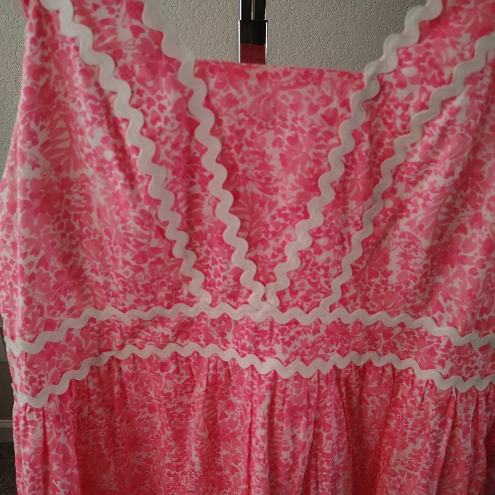 Lilly Pulitzer Pollie Cotton Midi Dress in the Pink Sz 14  large Summer - Picture 4 of 5